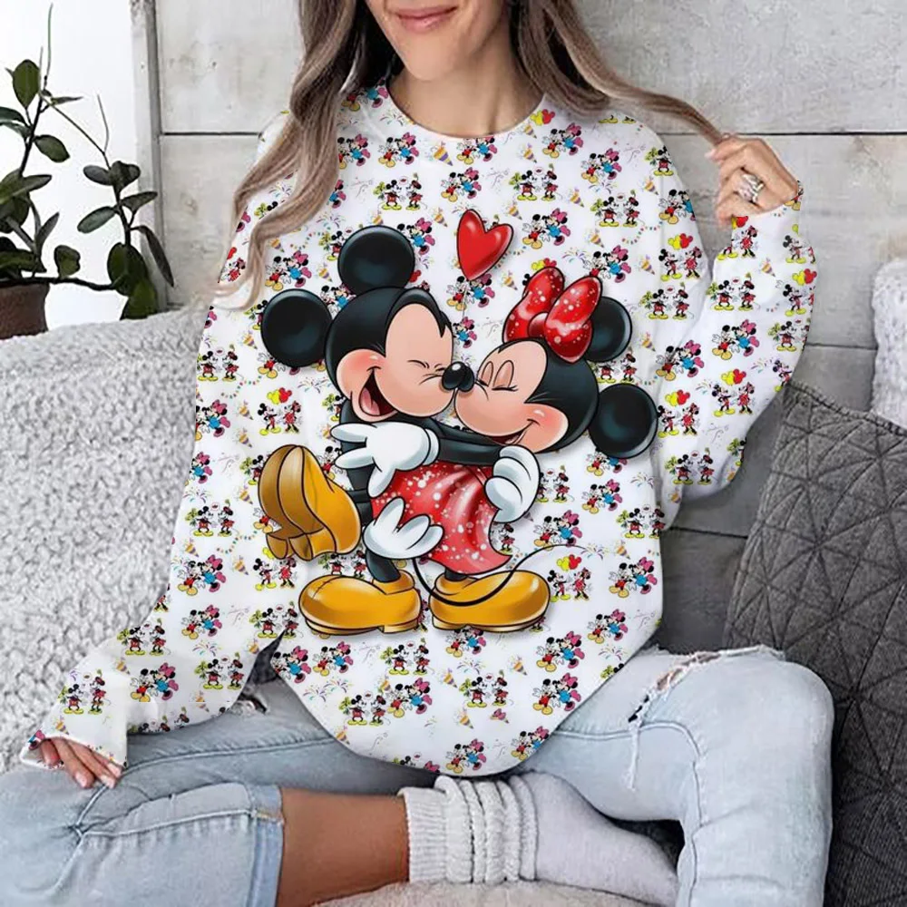 New Merry Christmas Disney Mickey Mouse Fall Harajuku Crew Neck Casual Women's/Men's Long Sleeve Sweatshirt Top Y2K