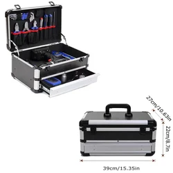 Caja de Herramientas de aluminio con cajones, almacenamiento portátil de herramientas múltiples, Maleta eléctrica, equipo, caja organizadora de herramientas