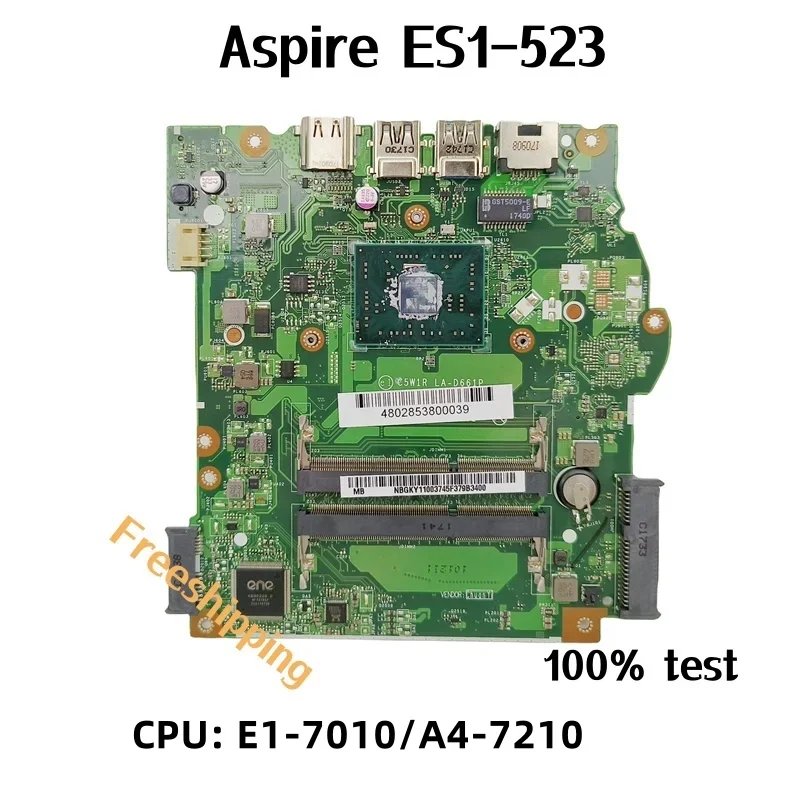 

C5W1R LA-D661P Laptop Motherboard For ACER Aspire ES1-523 E1-7010/A4-7210 CPU System motherboard work