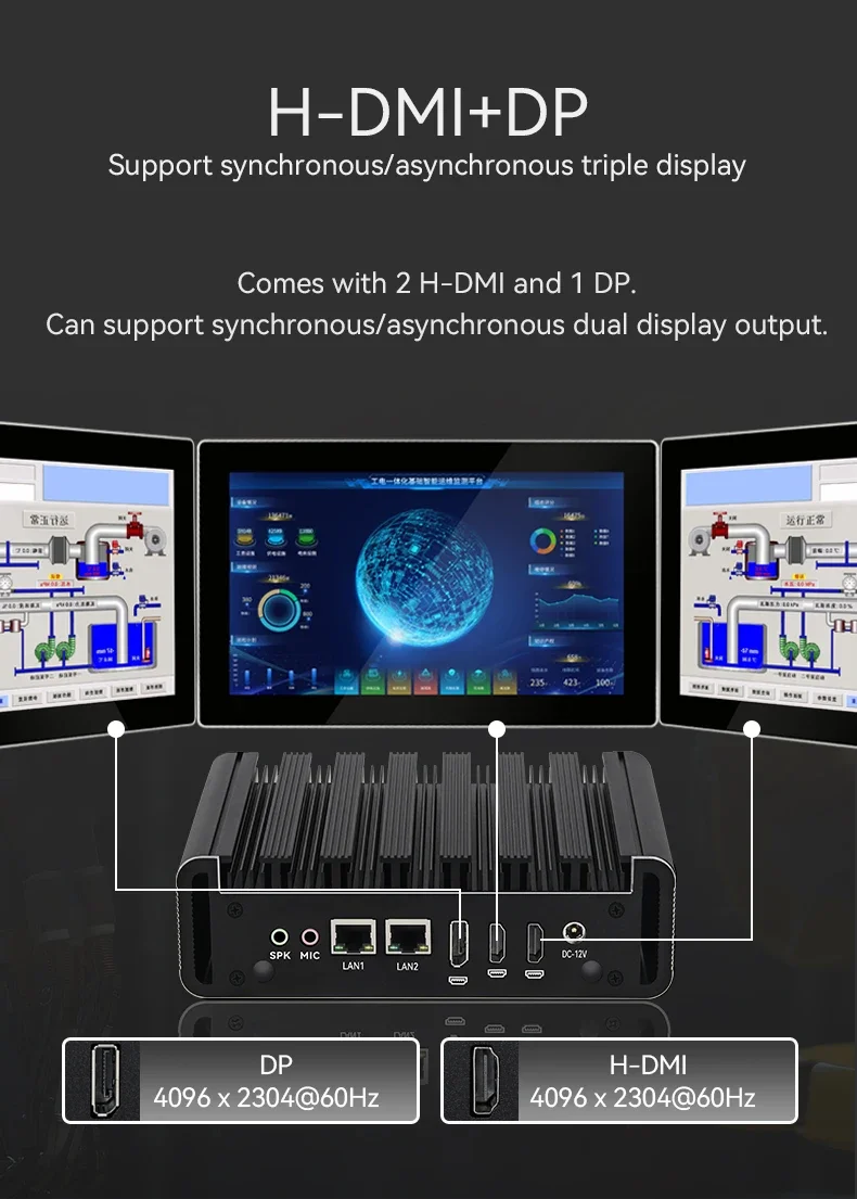 Przemysłowy minikomputer XCY 2LAN2COM z inter N100 Prosessor DDR4 16Gb 512Gb SSD Obsługa WIN10/11 LINUX Router Komputer stacjonarny