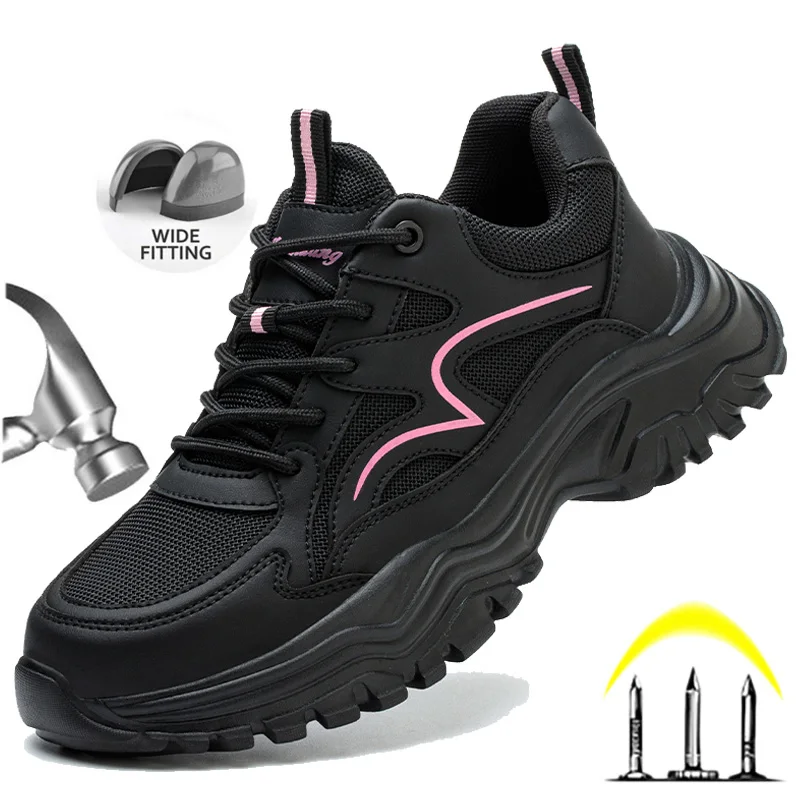 

Steel Toe Safety Shoes for Women Work Shoes Lightweight Breathable Work Sneakers Work Hiking Boots Forging Workshop Work Boots