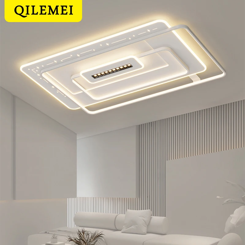 

Simple LED Ceiling Light with Spotlight Living Room Bedroom Restaurant Ceiling Chandeliers Creative Rectangle Round Home Lights