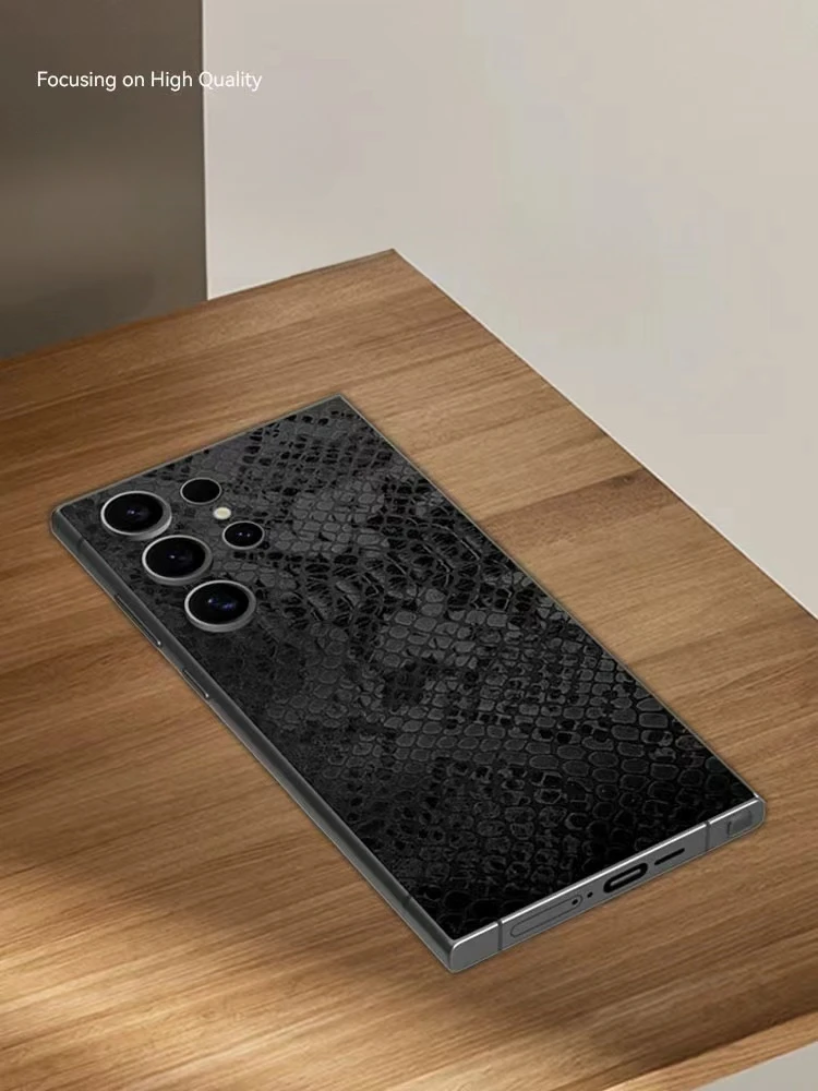 Luxury Leather Grain Wrap Phone Back Sticker For SAMSUNG GALAXY S24 Ultra S23+ S22 S21 Ultra S21 Plus S21 FE Film Skin