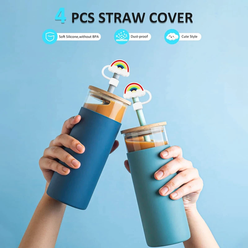 Lot de 4 pailles en silicone réutilisables de 40 oz, accessoire pour boire, 0.4 pouces