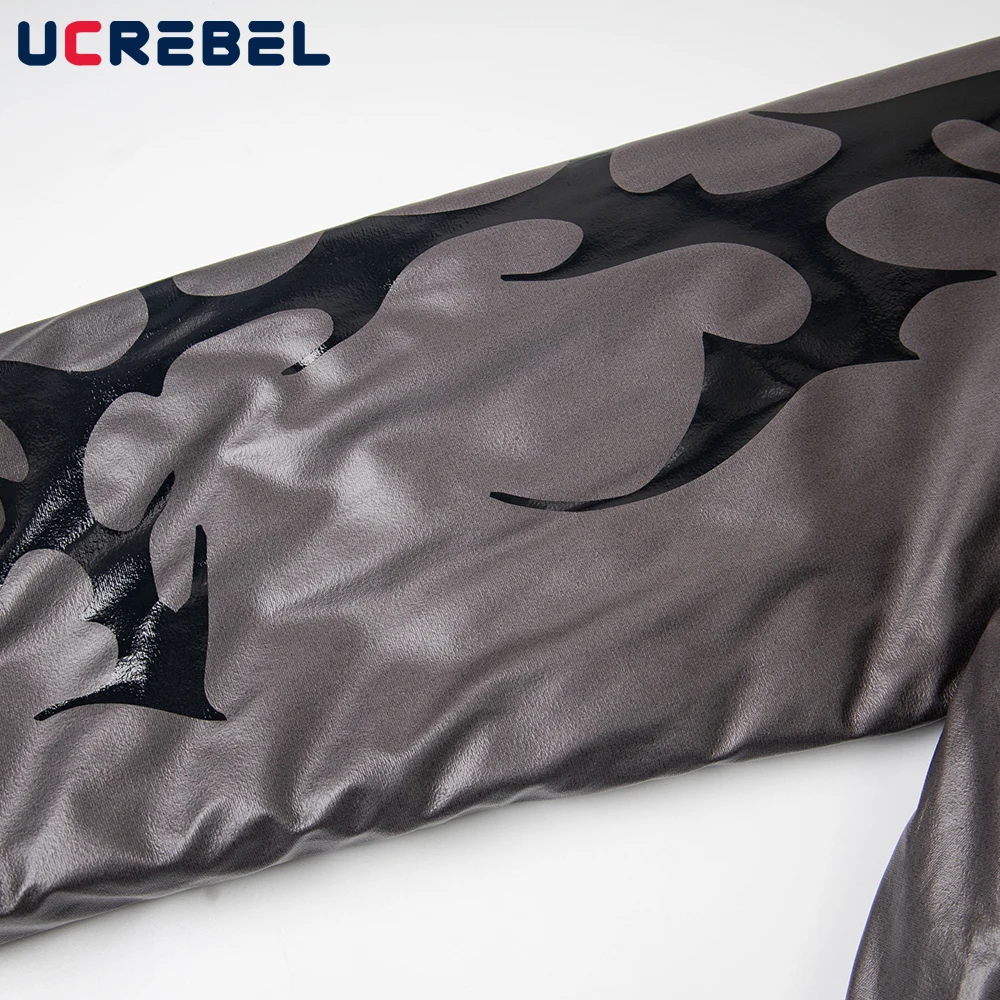 Męska kurtka retro z nadrukiem, pikowana, w stylu Y2k, zimowa, gruba, z długim rękawem, z futrzanym kołnierzem, ocieplana.