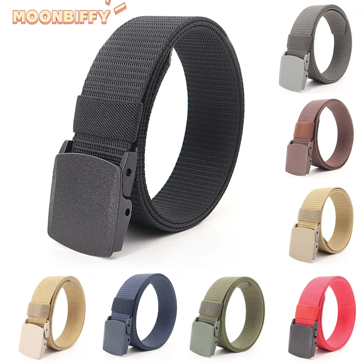 Military Tactical Waist Belt for Men Outdoor Plus Size 170 130 140 150 160cm Jeans Belts Nylon Strap Pants with Plastic Buckle