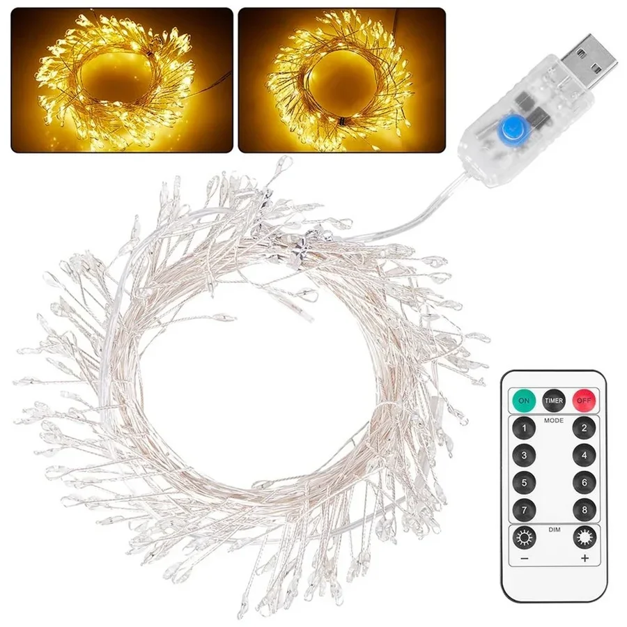 Nuevo LED alambre de cobre petardo cadena de luces alimentadas por USB 6M guirnalda de jardín luces de hadas para decoraciones navideñas para fiesta de boda