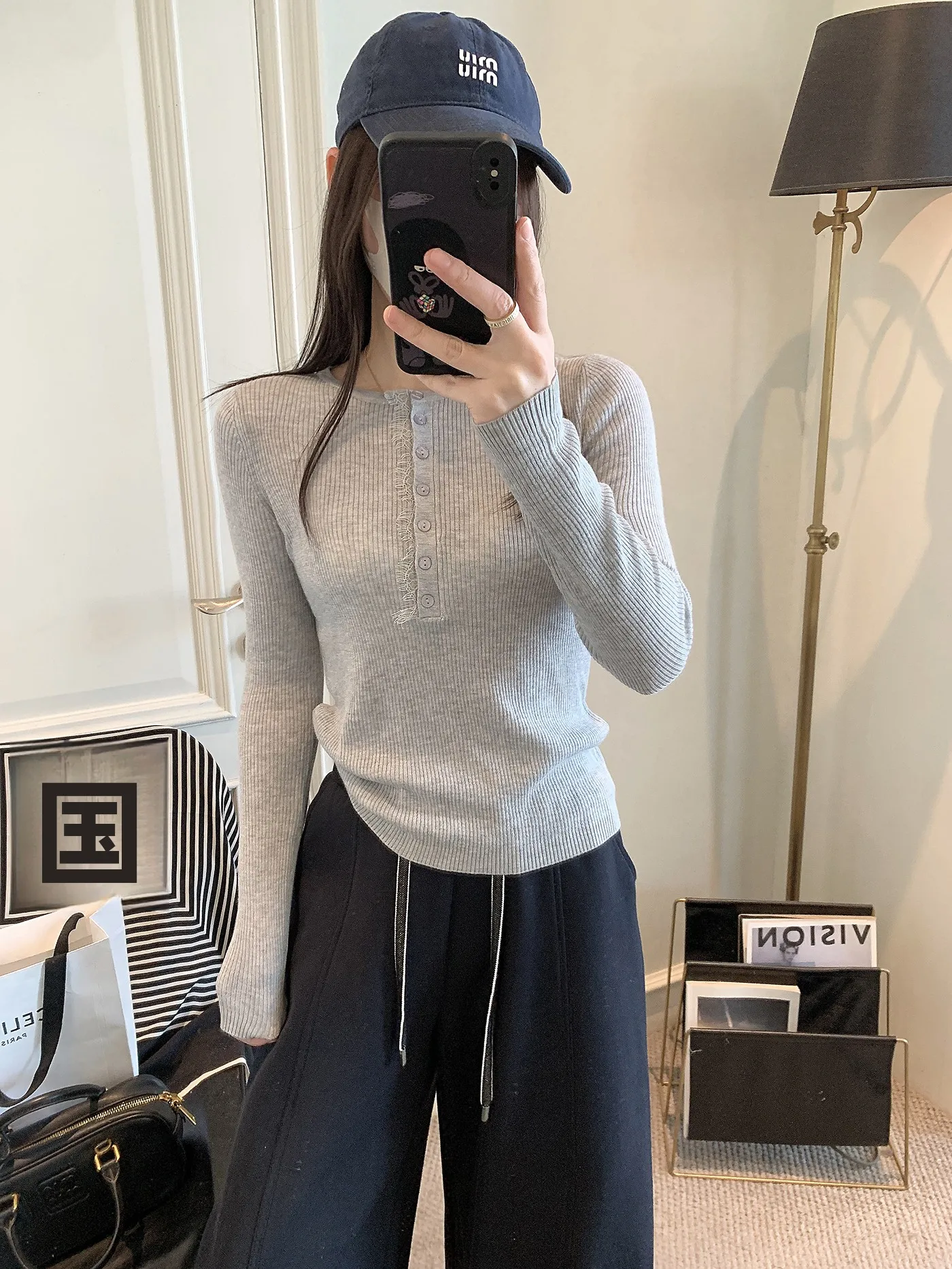 Linen Knitted Top Women's Spring Fashion Korean Style Lace Splicing Half Open Collar Base Shirt Trendy Women's Fashion