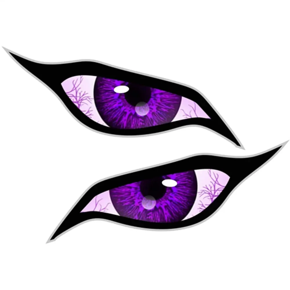

Pair Of Evil Eyes With Purple Vinyl Drone Motorcycle Helmet Car Sticker Waterproof Reflective Sunscreen Decal Decoration