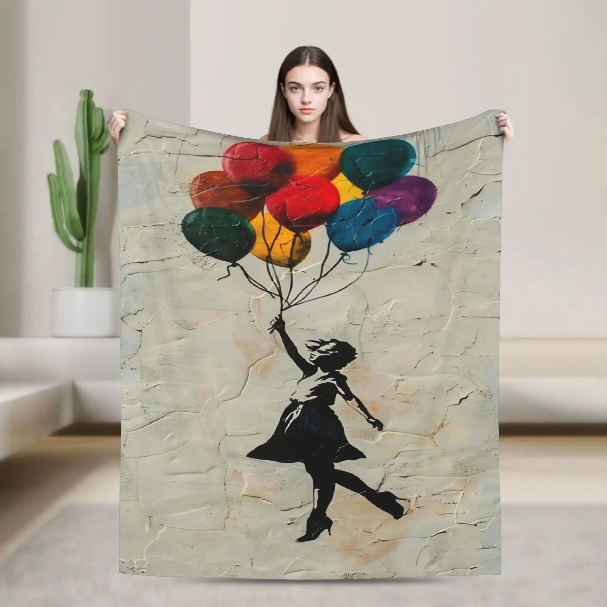 Banksys art Throw Blanket for Couch  Fuzzy Soft Plush Blanket 50x60 Inches Multi-size Bedspreads for All Seasons