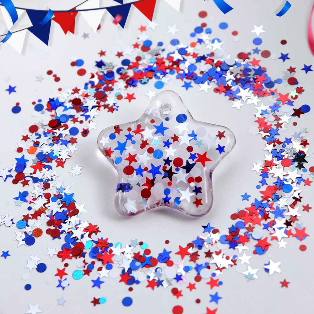5g Red Blue Polka Dots Glitter - Art And Craft Independence Day recension och pris
