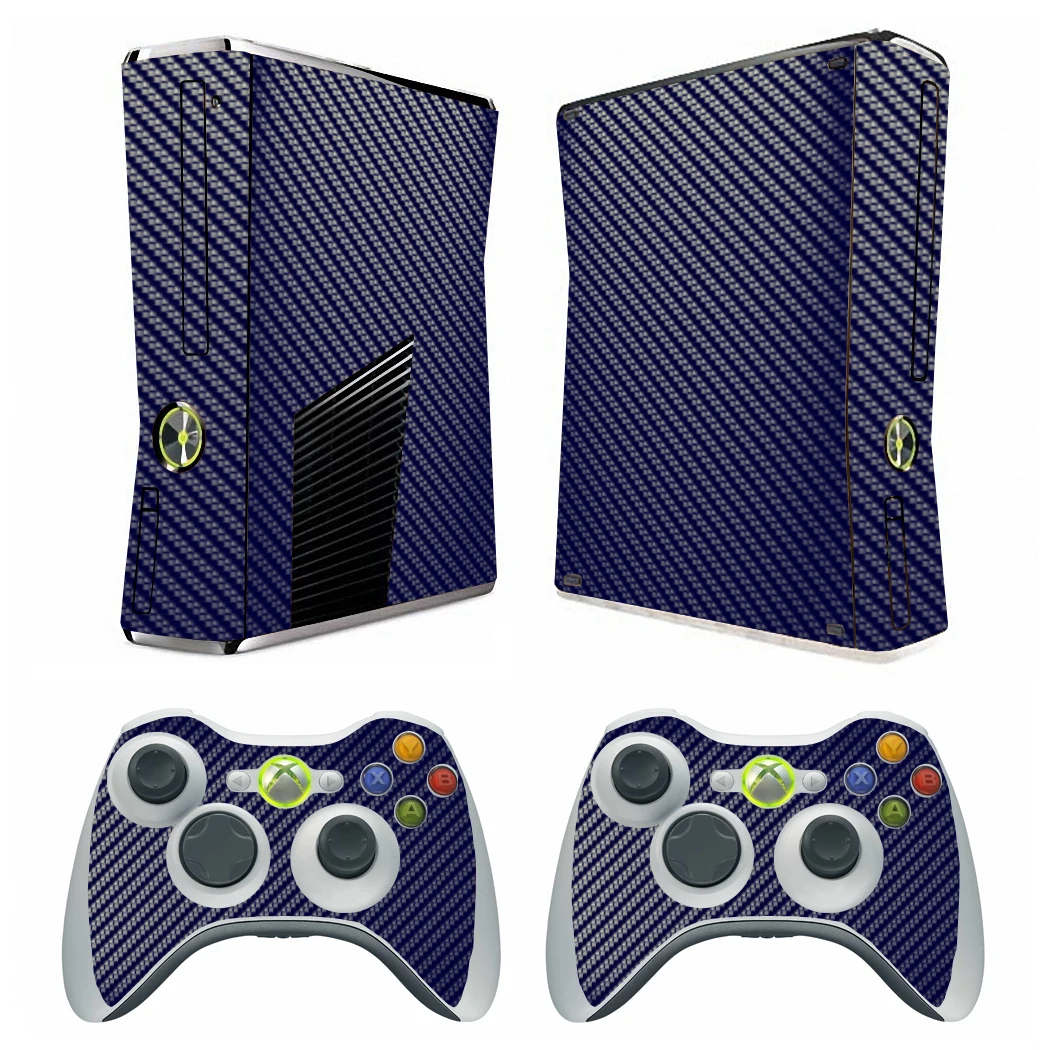 7 ألوان ألياف الكربون جلد فينيل ملصق حامي لمايكروسوفت Xbox 360 سليم و 2 تحكم جلود ملصقات