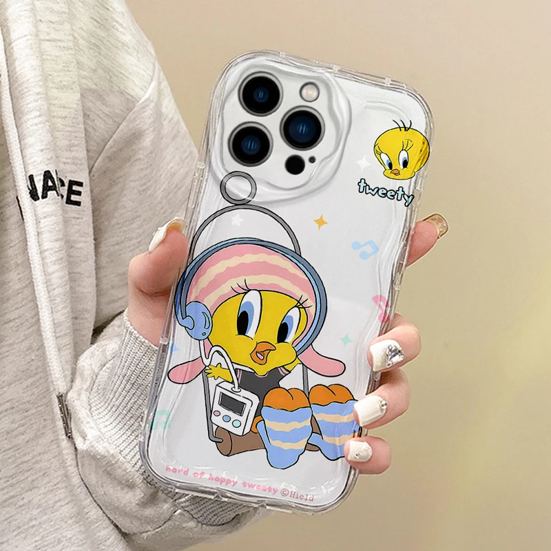 Funny Cute Tweety Bird Cartoon Phone Case For iPhone 16 Pro Max Case 15 14 13 12 11 8 7 Pro X XR XS Max Silicone Dustproof Cover