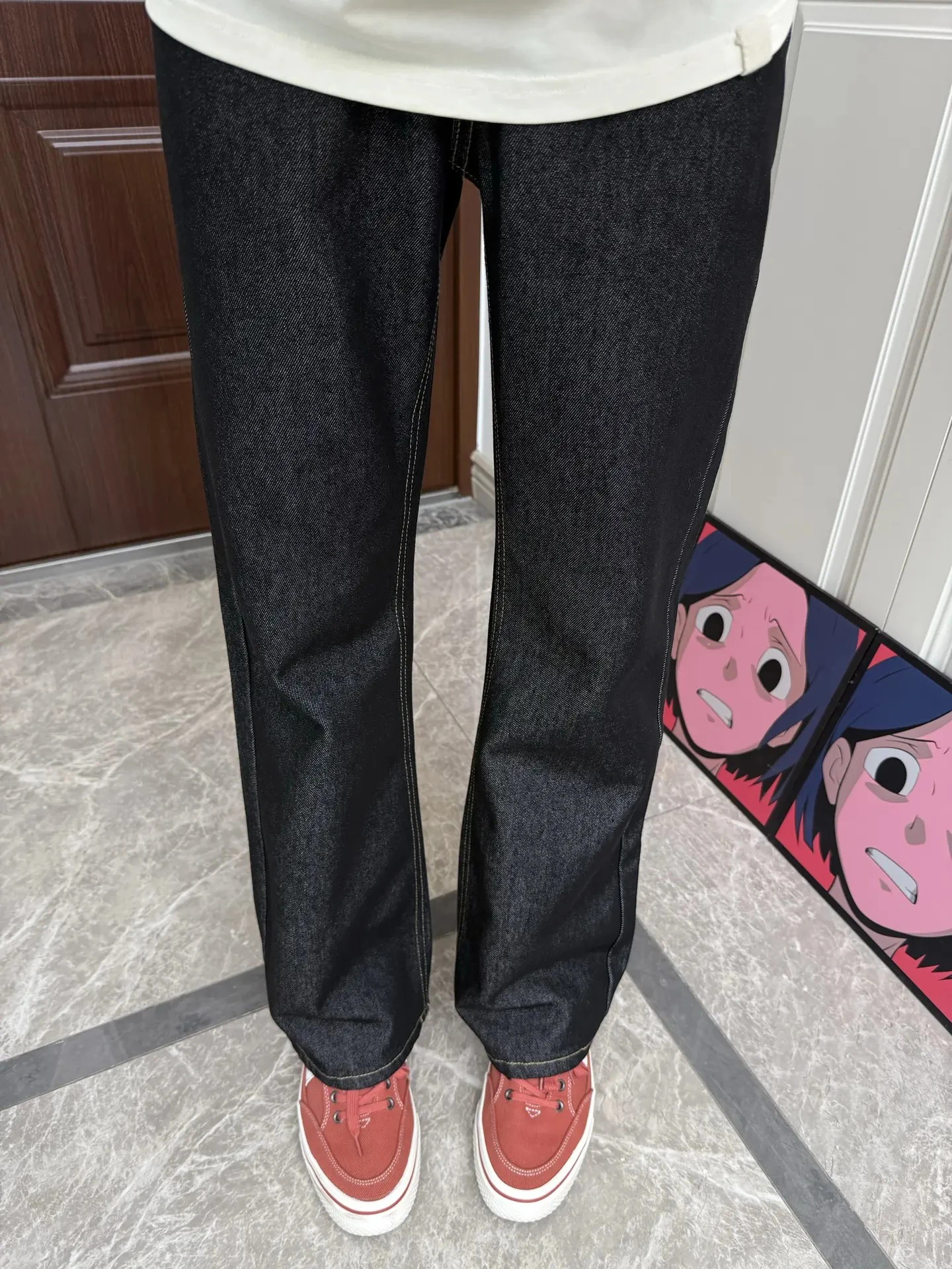 

Slim Fit Men's Denim Jeans Bla Durable Cotton Straight Leg Vintage American Sle Youthful Daily Wear Comfortable Stretchable