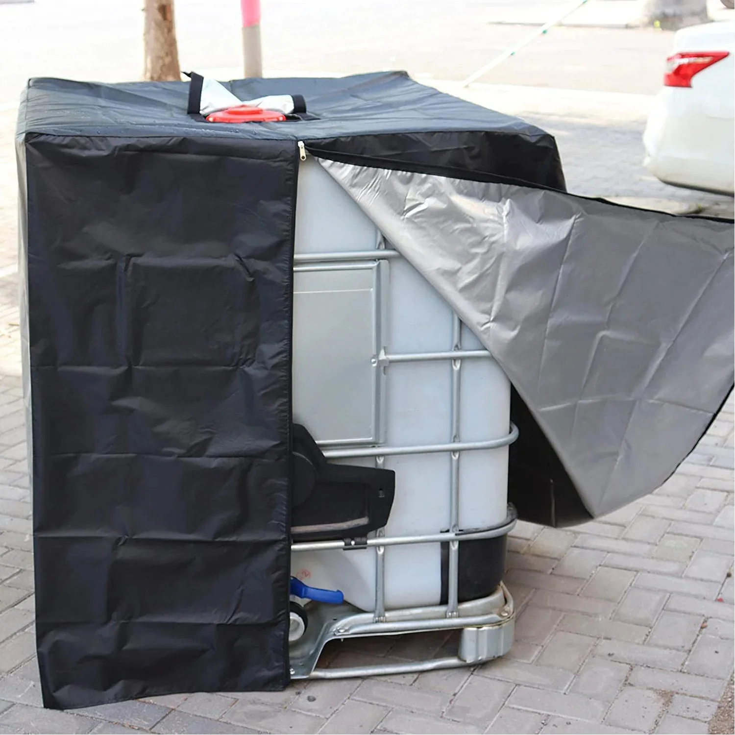 420D 1000 Liters IBC Tank Cover Black Oxford Cloth Water Tank Protector for 1000L IBC Container Outdoor Waterproof