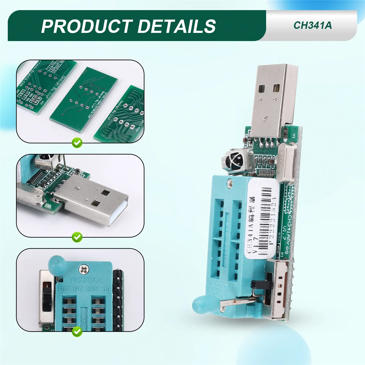 Ch341A Programmer V1.7 1.8V Level Shift W25Q64Fw W25Q128Fw Gd25Lq64 -X64A