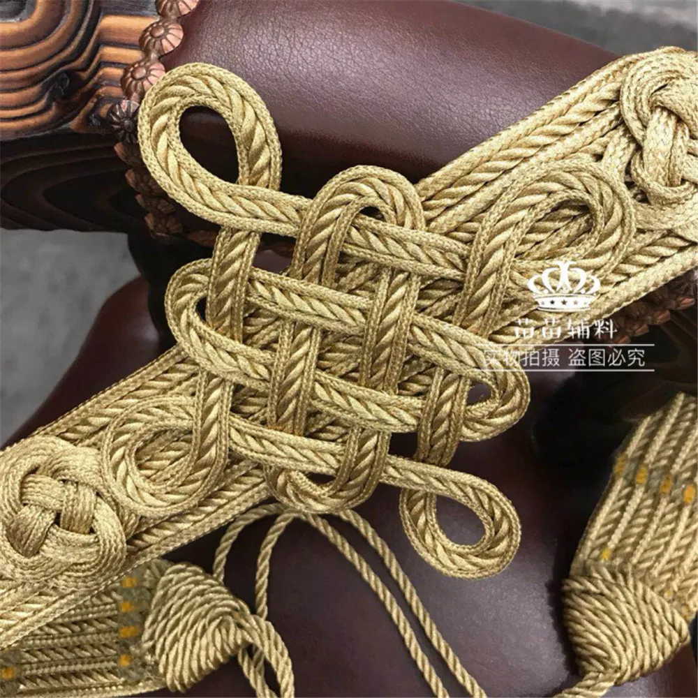 

1 piece Handmade lace hand-woven ribbon golden belt, military uniforms, dresses, dance clothes, decorative buckles