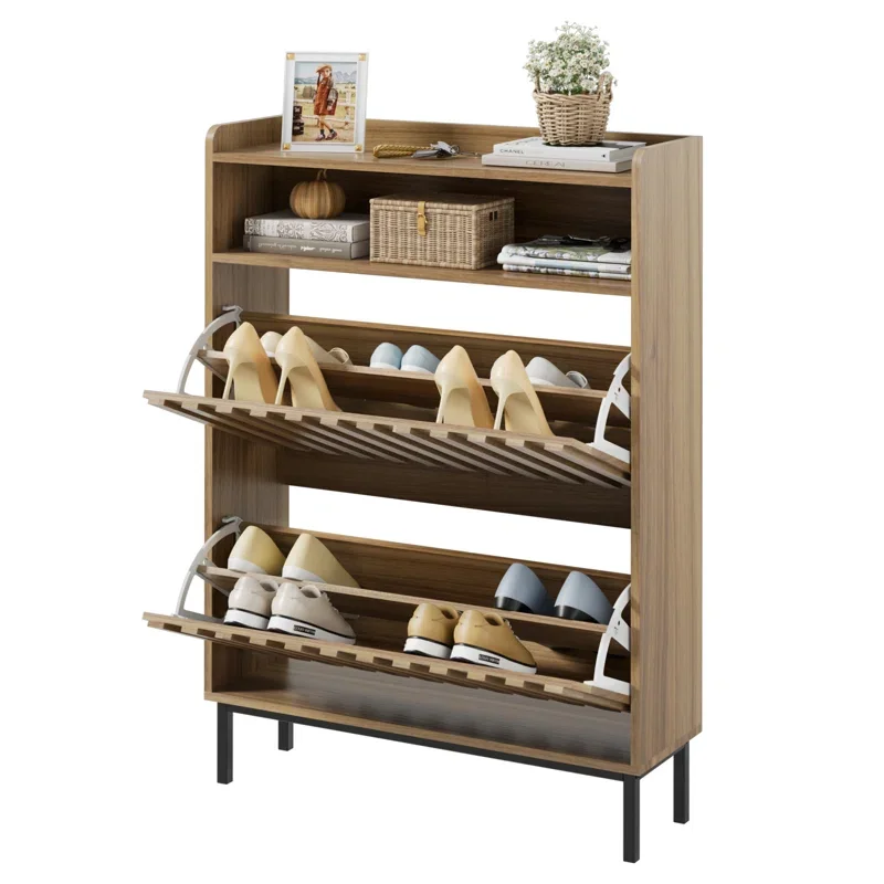 Modernes Design MDF Holz Schrank Platzsparend Nach Hause Einfache Schuhe Estante de exhibición Diseños Holz Für Gabinete para el hogar