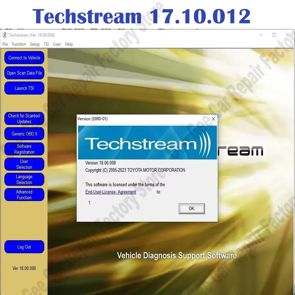 TIS Techstream 17.10.012 New OBD2 Scanner Software Code Reader Tuning for MINI VCI for OTC Scanner ECM ECU Chip Programming Tool