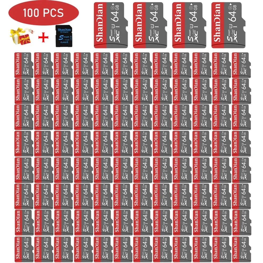 SHANDIAN 100 PCS LOT Smart SD Card 128G TF Flash Card For Camera Phone 64GB Original Memory Card 32GB Grey TF Mini SD Cards16GB