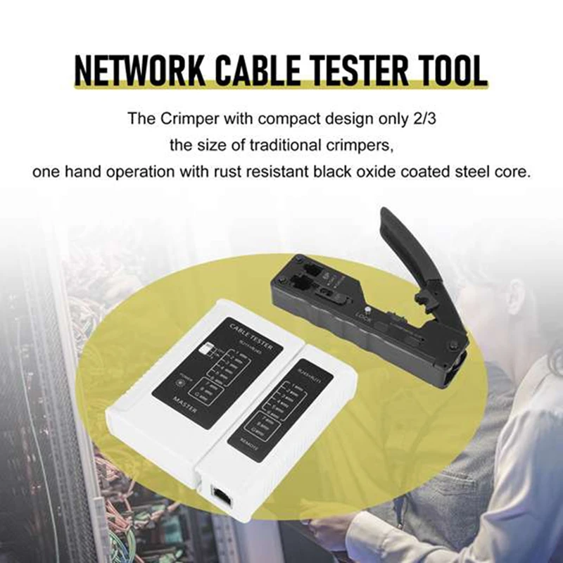 CAT5 CAT6A CAT7 Modular Crimper With RJ45 RJ12 RJ11 Network Cable Tester Tool Kit Easy To Use