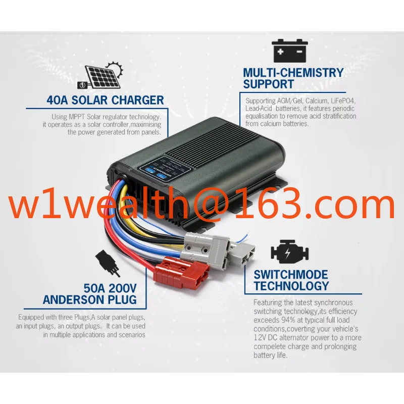 12V 25A 40A 60A Dual Battery System Smart DC to DC Battery Charger With Solar MPPT for Car