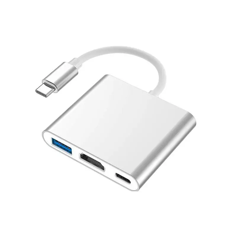 محول متعدد الوظائف 3 في 1 من النوع C إلى HDMI 4K مع محور USB 3.0 ومحول تمديد OTG وقارئ البطاقات ومحطة شحن PD #2