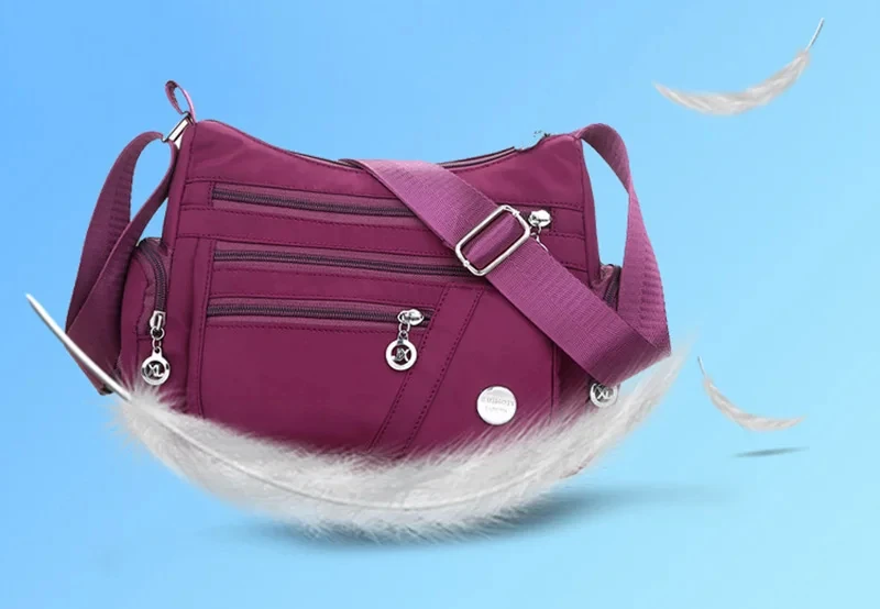 Umhängetasche für Damen, wasserdichte Tragetasche, lässige Nylon-Geldbörse, Handtasche, RFID, leichte Umhängetasche – Detail 18