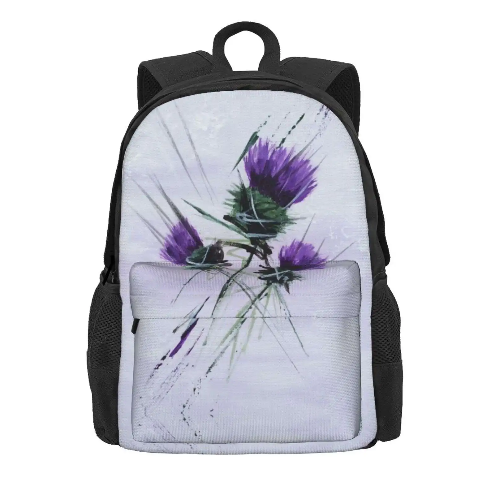 Scottish Thistles Artwork In A Contemporary Style Hot Sale Schoolbag Backpack Fashion Bags Scottish Thistle Contemporary