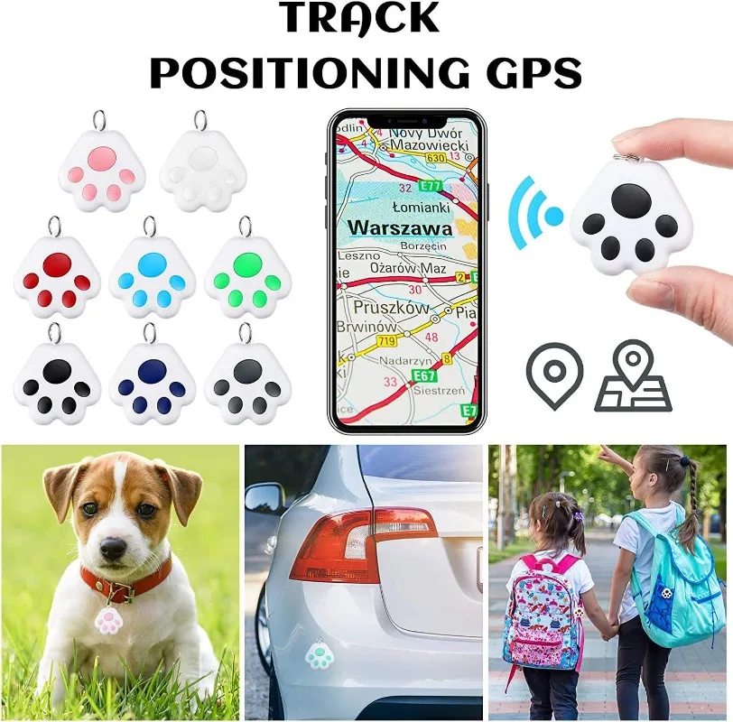 جهاز تتبع صغير بنظام تحديد المواقع العالمي (GPS) لاسلكي متوافق مع البلوتوث، جهاز تتبع ذكي لمكافحة الضياع لمفاتيح محدد موقع ملحقات طوق الكلاب والقطط