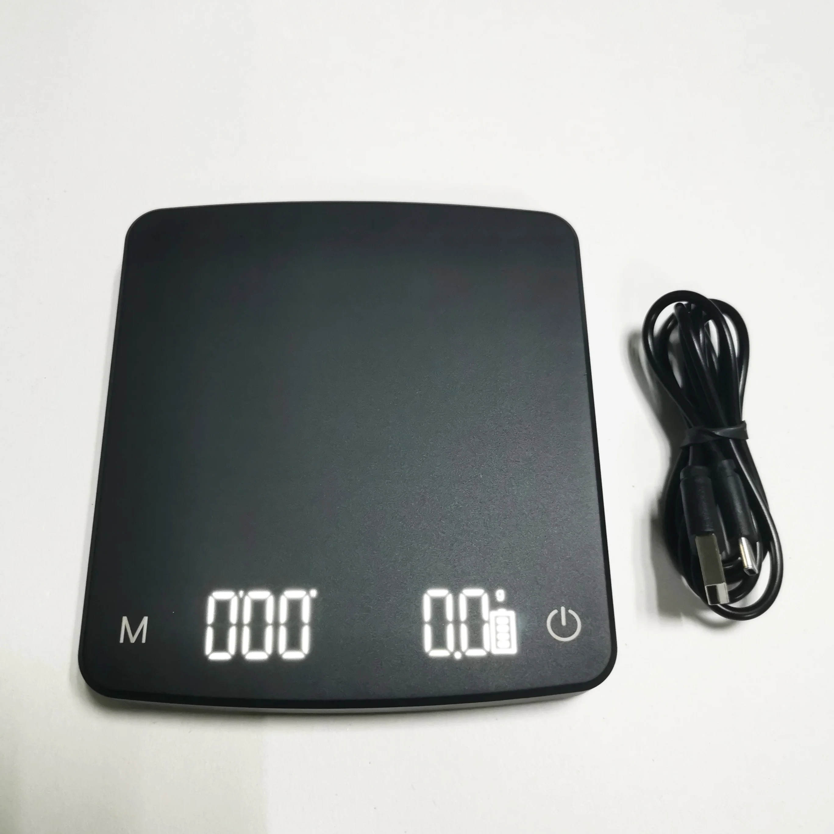 2kg/0.1g Black Mirror Espresso Machine Mini Coffee Scale Timer for Hand Brew Coffee Kitchen Scale LED display