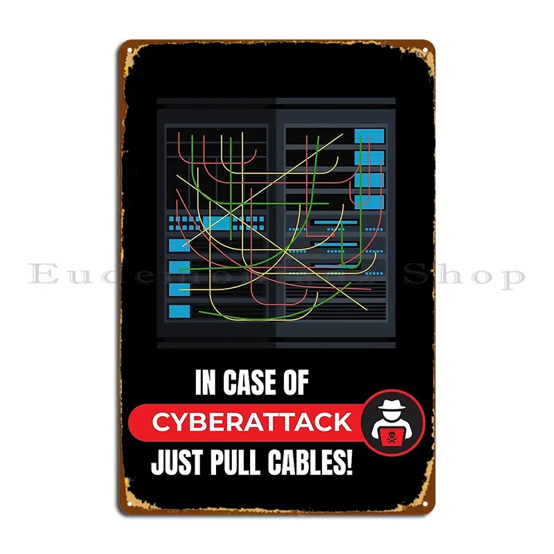 In Case Of Cyberattack It Hacker Code Metal Plaque Club Wall Decor Pub Designer Designing Tin Sign Poster