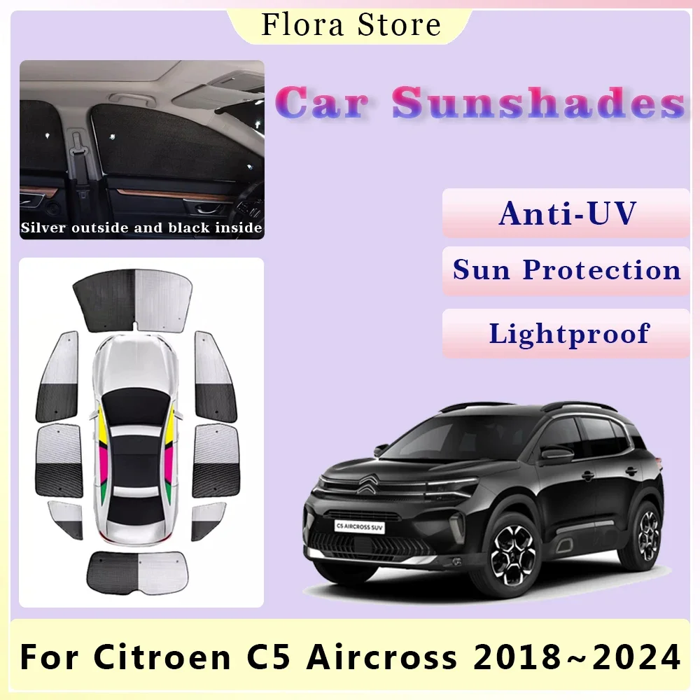 Parasol de cobertura completa para coche, cortina de parabrisas, ventana lateral trasera, almohadilla de visera, accesorios para Citroen C5 Aircross 2018 ~ 2024