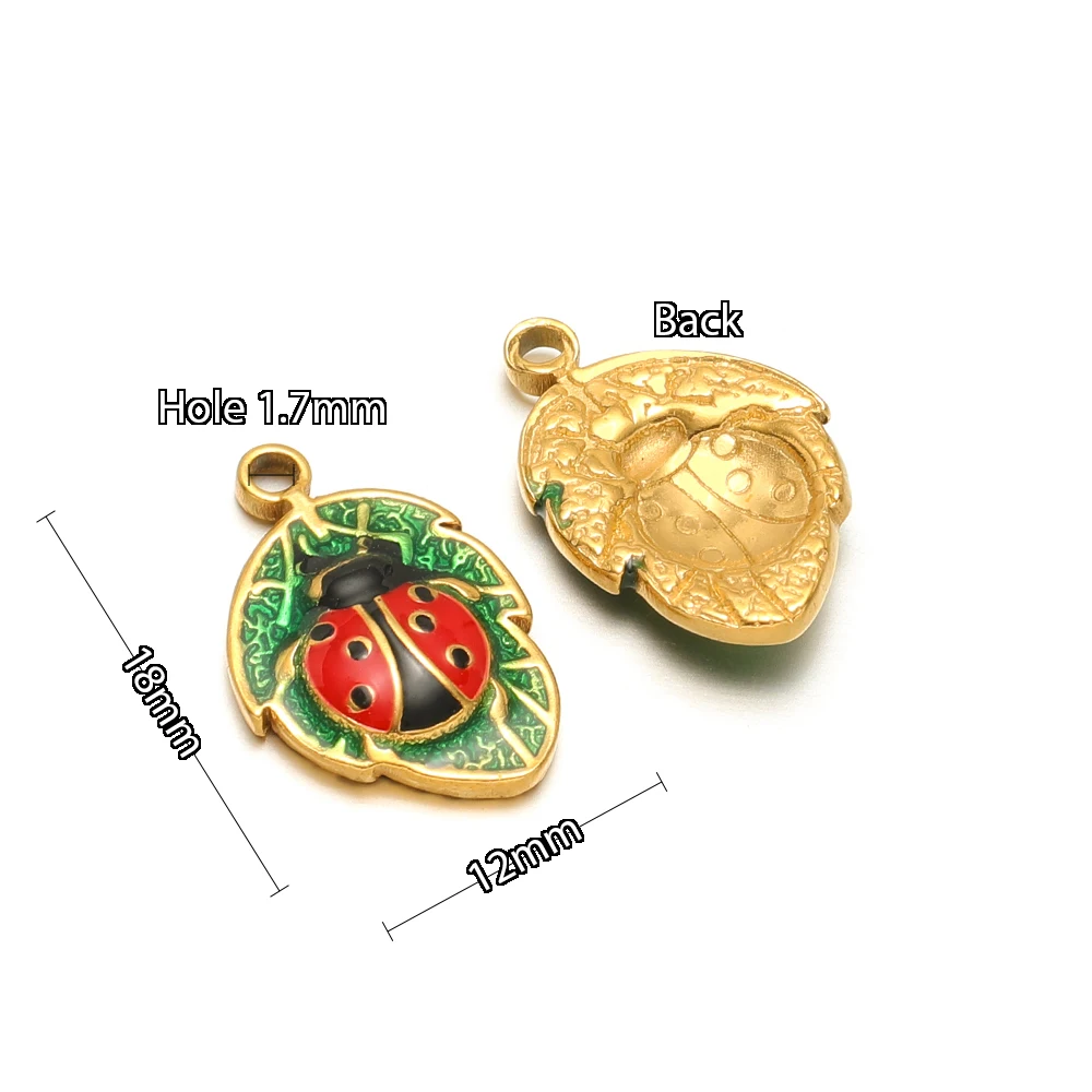 5 Stück Edelstahl-Emaille-Marienkäfer-Muschel-Anhänger Herz-Verbinder Schmuck für DIY-Halsketten, Anhänger, Armbänder und Ohrringe – Detail 4