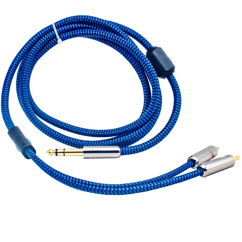 Kabel Audio Premium Stereo 6.35mm do 2 RCA Mixer AMP 1/4 Cal TRS Jack do podwójnej osłony RCA OFC kabel 1M 2M 3M 5M 8M