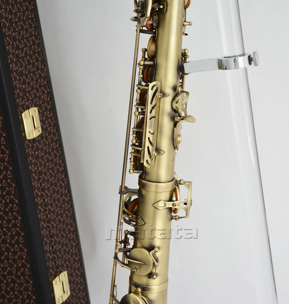 High quality Professional Eb Straight Alto Saxophone Antique Saxello Sax Leather Case Saxophone