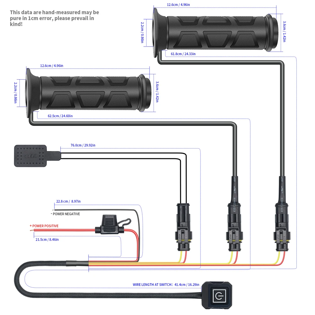 Empuñaduras calentadas a mano para motocicleta DC 12V, Control inteligente de temperatura, 3 engranajes, mango de agarre caliente ajustable, empuñaduras calefactables eléctricas impermeables