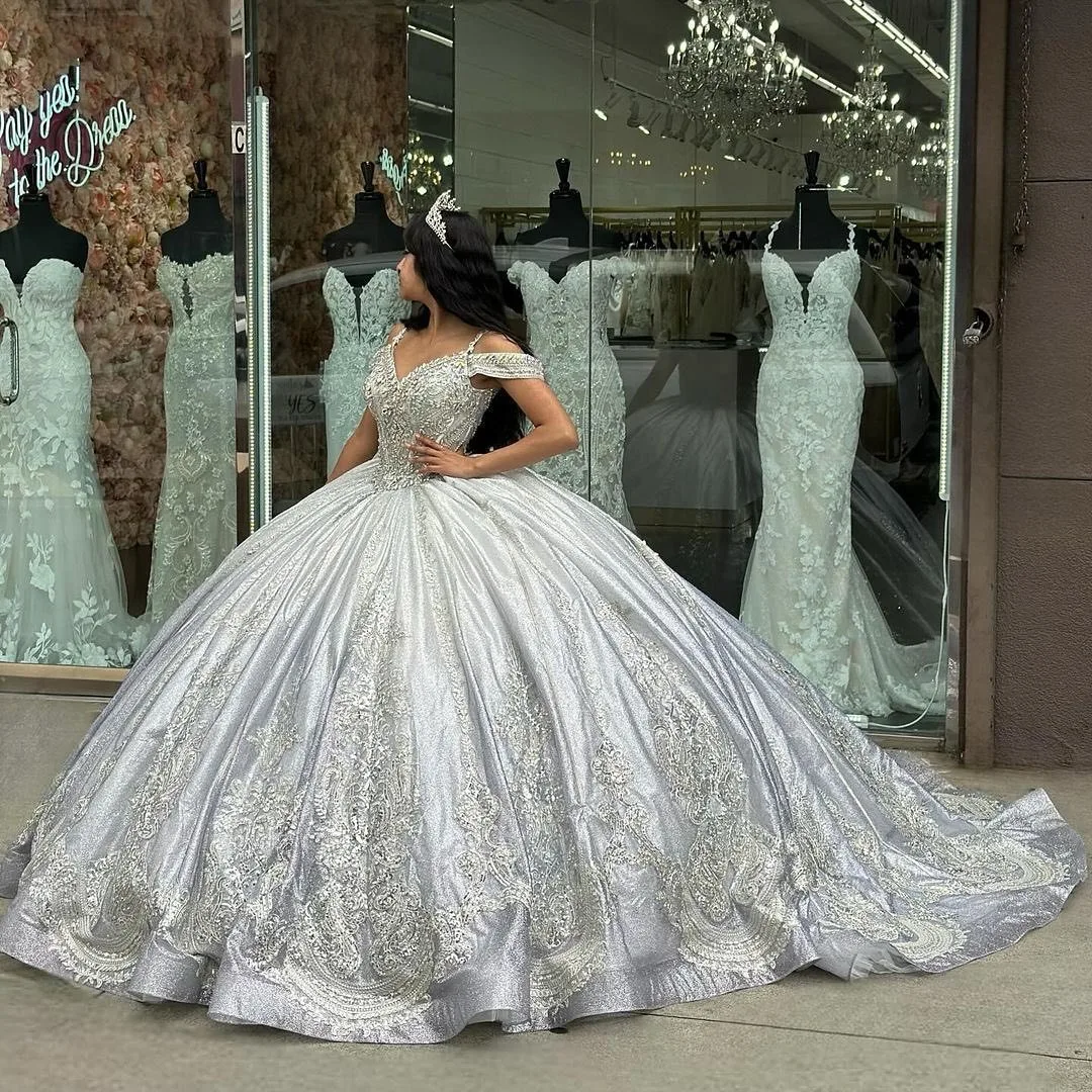 Quinceanera Dress Ball Gown for Juniors Off Shoulder Vestidos De 15 Quinceañera Tulle Beaded 15 Prom Dress Party Dresses