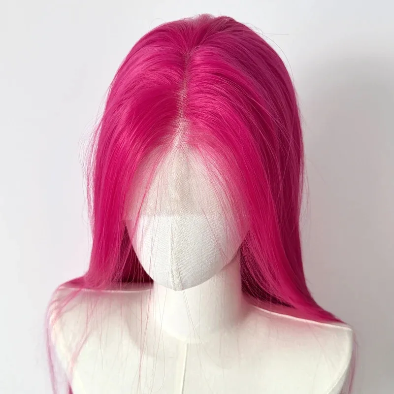 

Candy 2025Pink Front 13x4 Кружевные фронтальные парики Длинные прямые термостойкие волокна Синтетический парик Высокое качество f