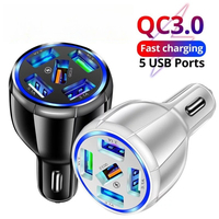 5 Ports Car Charger Fast Charging PD QC3.0 USB Car Phone Charger Adapter in Car for IPhone Samsung Huawei Xiaomi Auto Supplies
