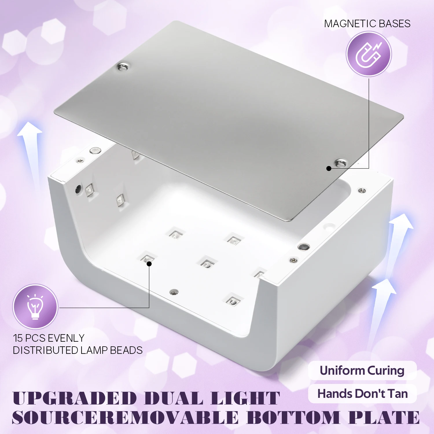 Lámpara de uñas profesional con luz LED UV para principiantes con 3 ajustes de temporizador, Control táctil y lámpara de curado con Sensor automático para salón y hogar