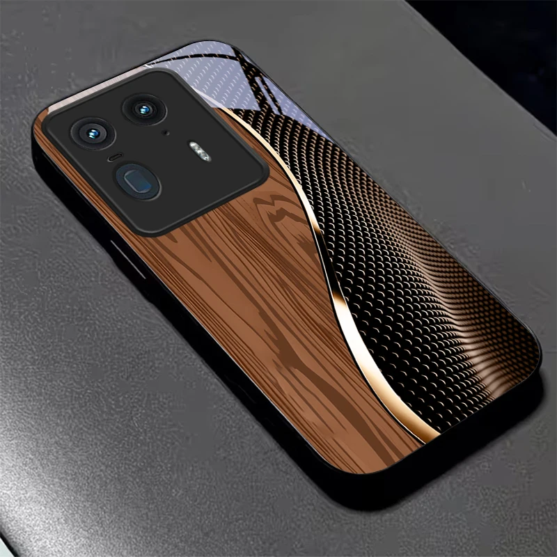 Fiber Gold Trim Black Glass Phone Case For Motorola Moto Edge 70 60 Fusion 50 Ultra 40 Neo 30 Pro 20Lite 60s 50Neo Black Cover view 5