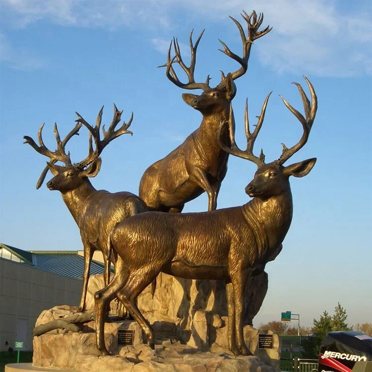 Life Size Large outdoor Antique Animal bronze elk deer statue sculpture