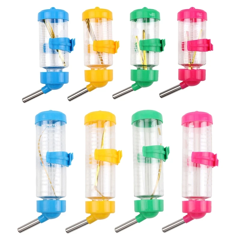 Bebedero de plástico para hámster, dispensador de botella de agua, alimentador colgante para mascota, perro, conejillo de indias, ardilla, conejo, cabeza de beber, 80/125ml, 1 ud.