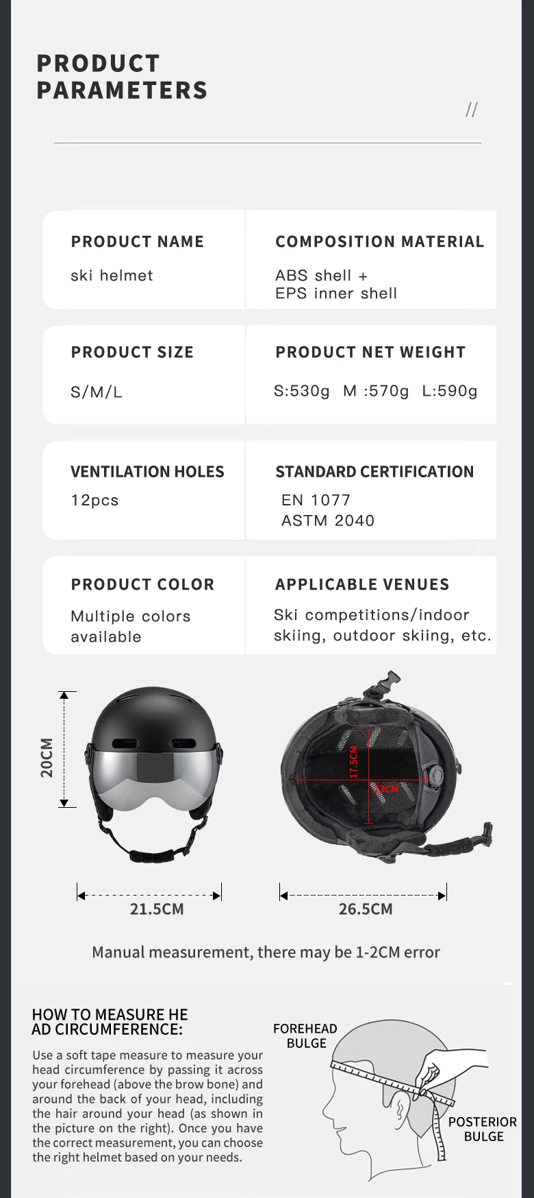 SEEKER Erwachsenen-Skihelm Unisex Ski-Antikollisions-Warmhelm für Wintersport Einbrett- und Doppelbrett-Skihelm mit Skibrille – Detail 4