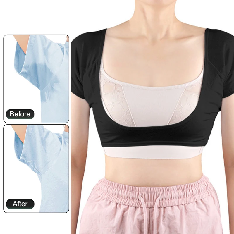 Vestiti che assorbono il sudore di alta qualità Maglia ultrasottile Gilet avvolgente per il torace ad asciugatura rapida A prova di sudore Ascelle Cuscinetti per il sudore T-shirt da donna