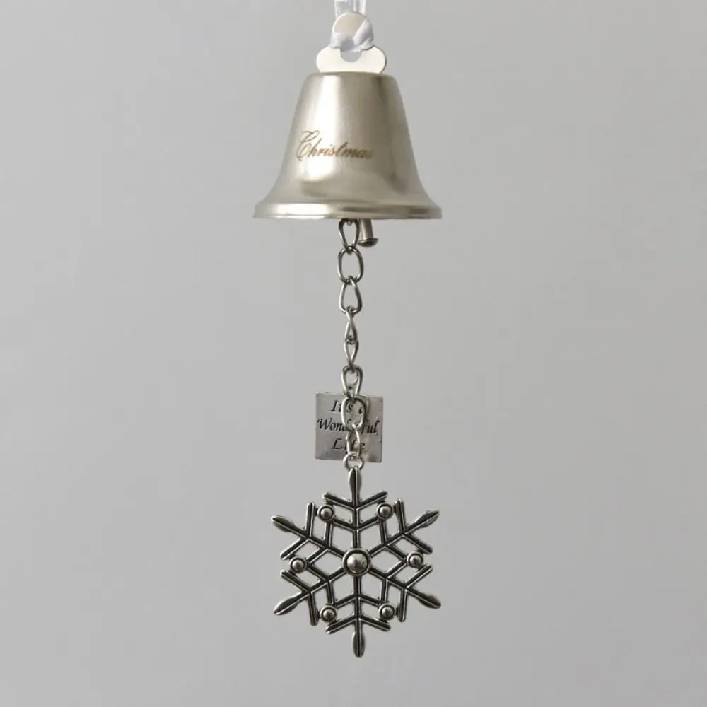 Retro Silver Christmas Bell Ornament Iron DIY Xmas Jingle Bells Holiday Decoration with Ribbon Christmas Tree Pendant