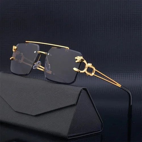 Gafas de sol sin montura rectangulares a la moda populares para mujeres y hombres, gafas de sol cuadradas grandes para mujer y hombre, gafas de viaje de verano