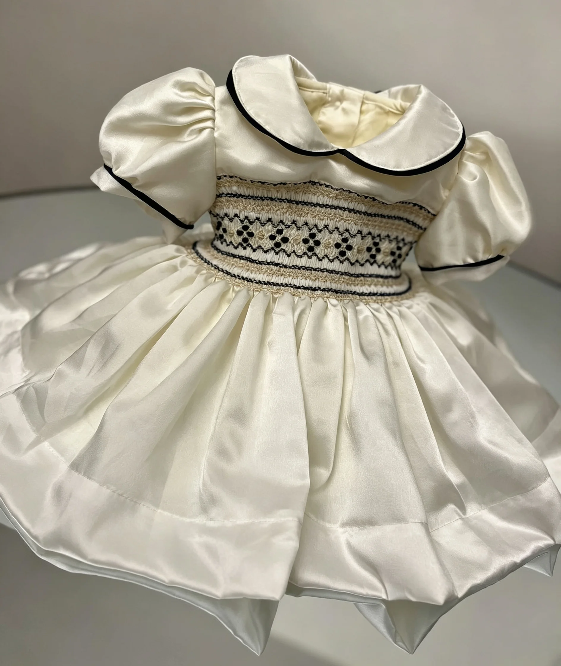Vintage Hand Smocked Embroidery Matching Sibling Clothes Baby Girl Dress & Navy Outfit Suit for Birthday Party Photography A439