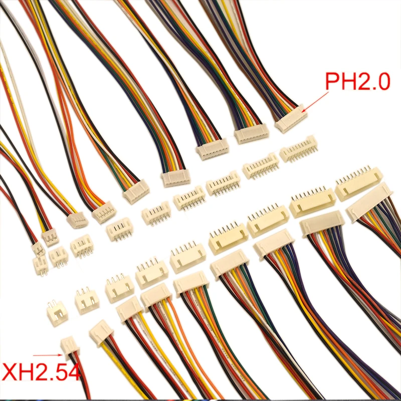 10PCS 2.0 2.54 JST/PH/XH JST PH2.0 XH2.54 2.0MM 2.54MM Male Female Plug Connector With Wire 2/3/4/5/6/7/8/P Pin Cable Terminal